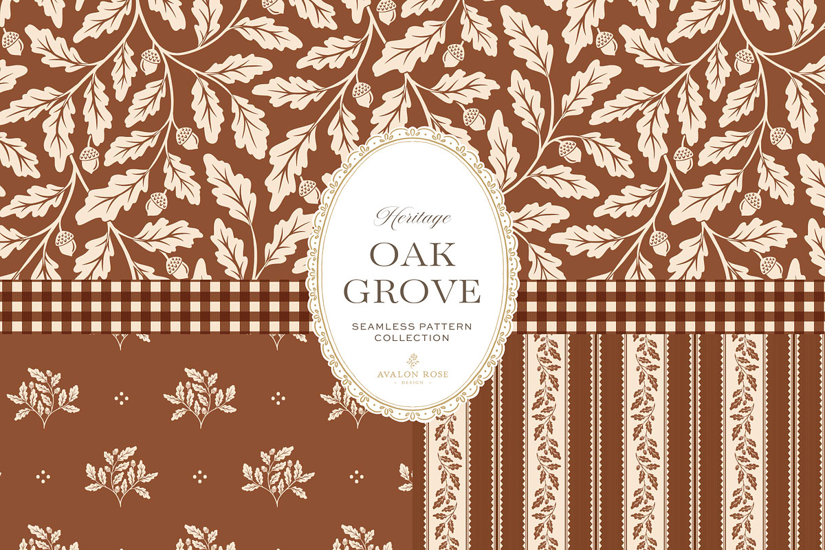 Oak & Acorn Autumn Patterns - Orange, a Pattern Graphic by Eclectic Anthology (Photo 2 of 13)