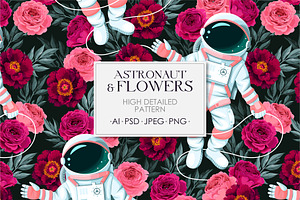 Astronaut And Flowers