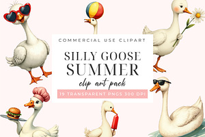 Silly Goose Summer Clipart PNG