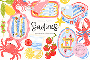 Fisherman Aesthetic Sardines Clipart, an Animal Illustration by Chonnieartwork (Thumbnail 1 of 4)