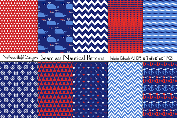 Seamless Nautical Patterns preview 6