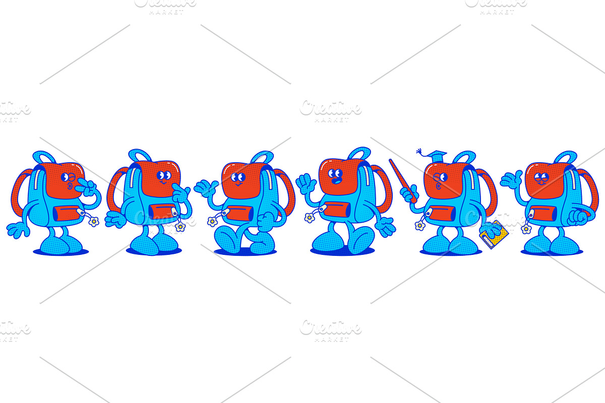 Set of cartoon school backpack, an Object Illustration by art PVP - market