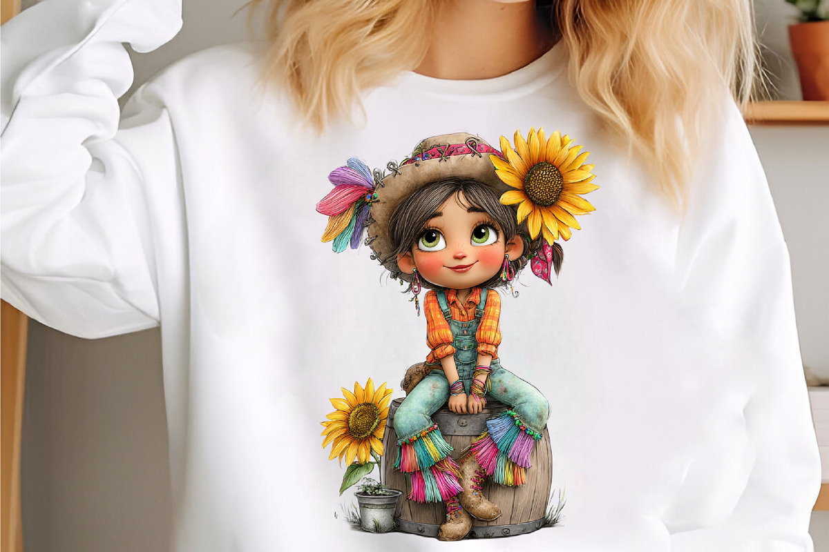 Whimsical Summer Western Girl Clipar, an Illustration by designcity5 (Photo 5 of 5)