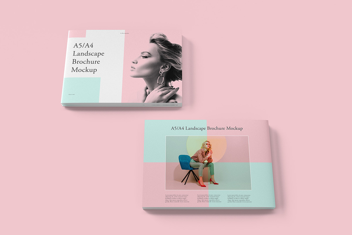 5 A4 Landscape Brochure Mockup, a Books & Magazine Mockup by Illusiongraphic (Photo 6 of 25)