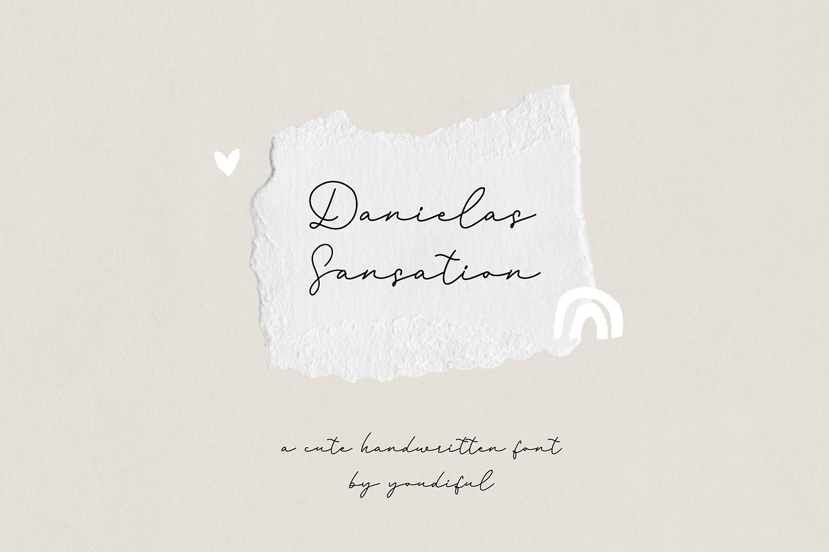 Danielas Sensation handwritten font, a Script Font by youdiful creation (Photo 1 of 3)