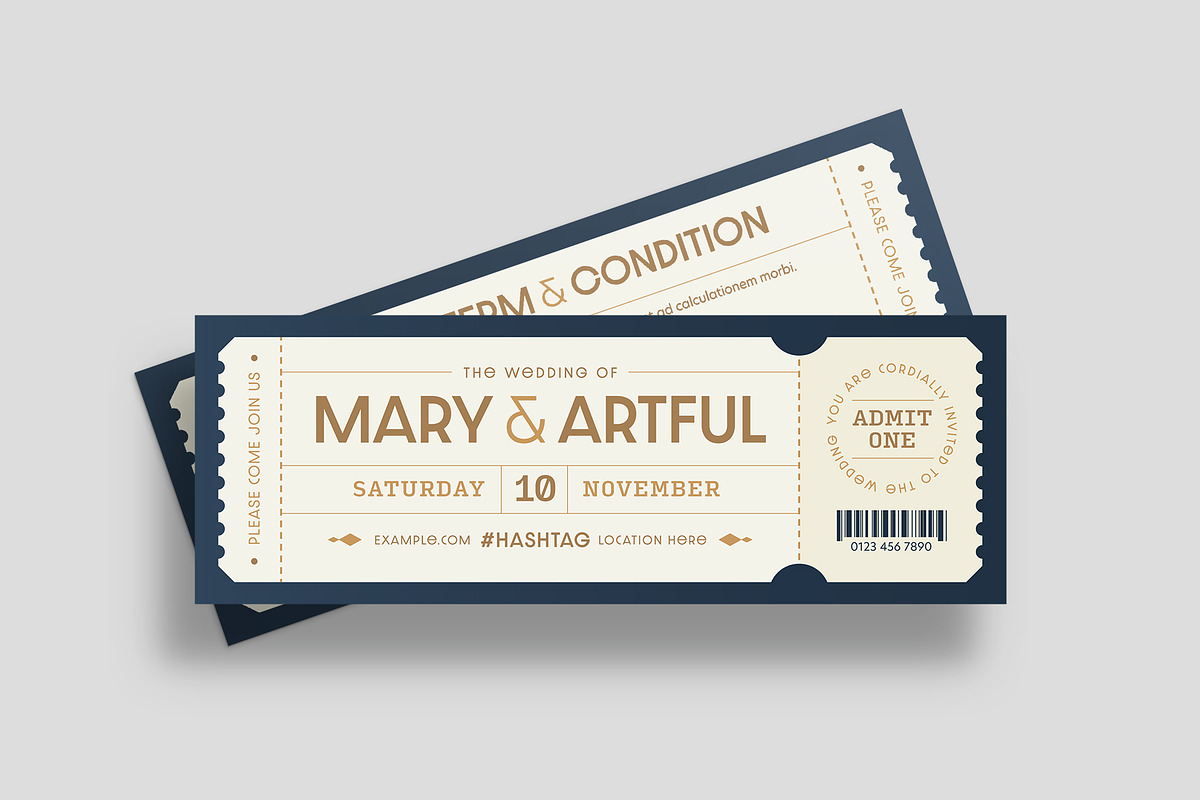 Wedding Ticket Template, an Invitation Template by BrandPacks (Photo 2 of 5)