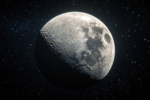 Bright crescent moon illuminated against a starry night sky, a Photo by AlyaAnd