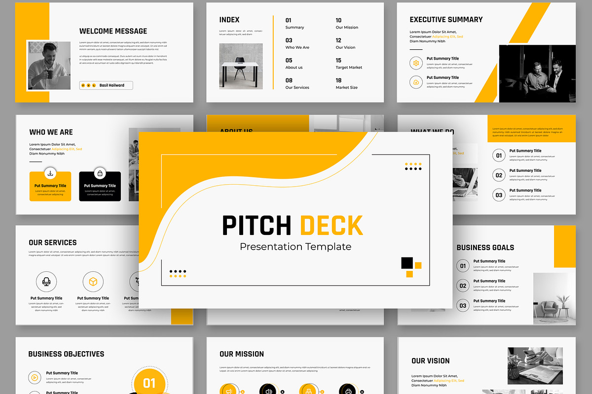 Pitch Deck Presentation Layout, a Presentation Template by MightyDesign (Photo 1 of 7)