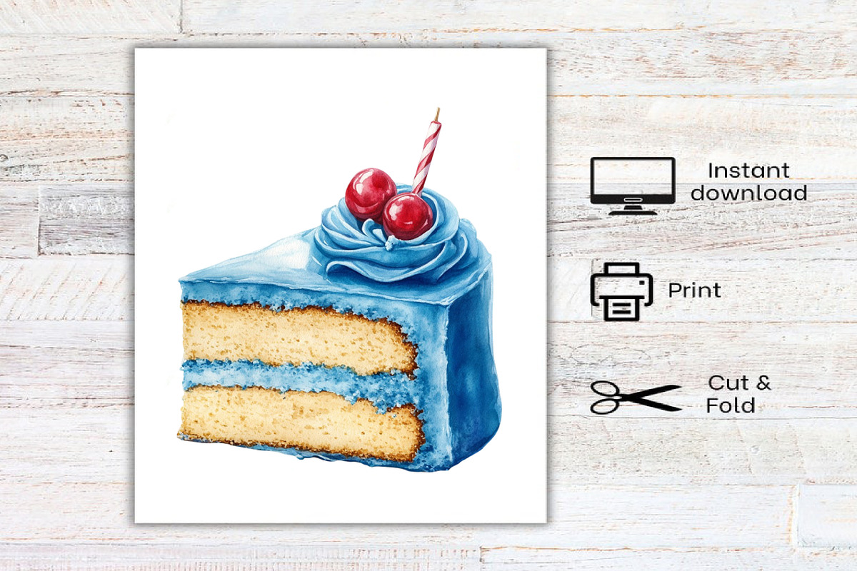 Watercolor Blue Birthday Clipart, an Illustration by Canvas Craft (Photo 8 of 8)