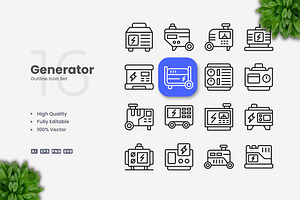 Generator Outline Icons, an Outline Icon by Upnowgraphic
