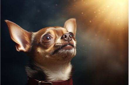 Tiny Chihuahua looking up. Generate, an Animal Photo by Ylivdesign