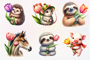 Cute Animals Tulip Flower Clipart, an Illustration by Dream Creation (Thumbnail 6 of 7)