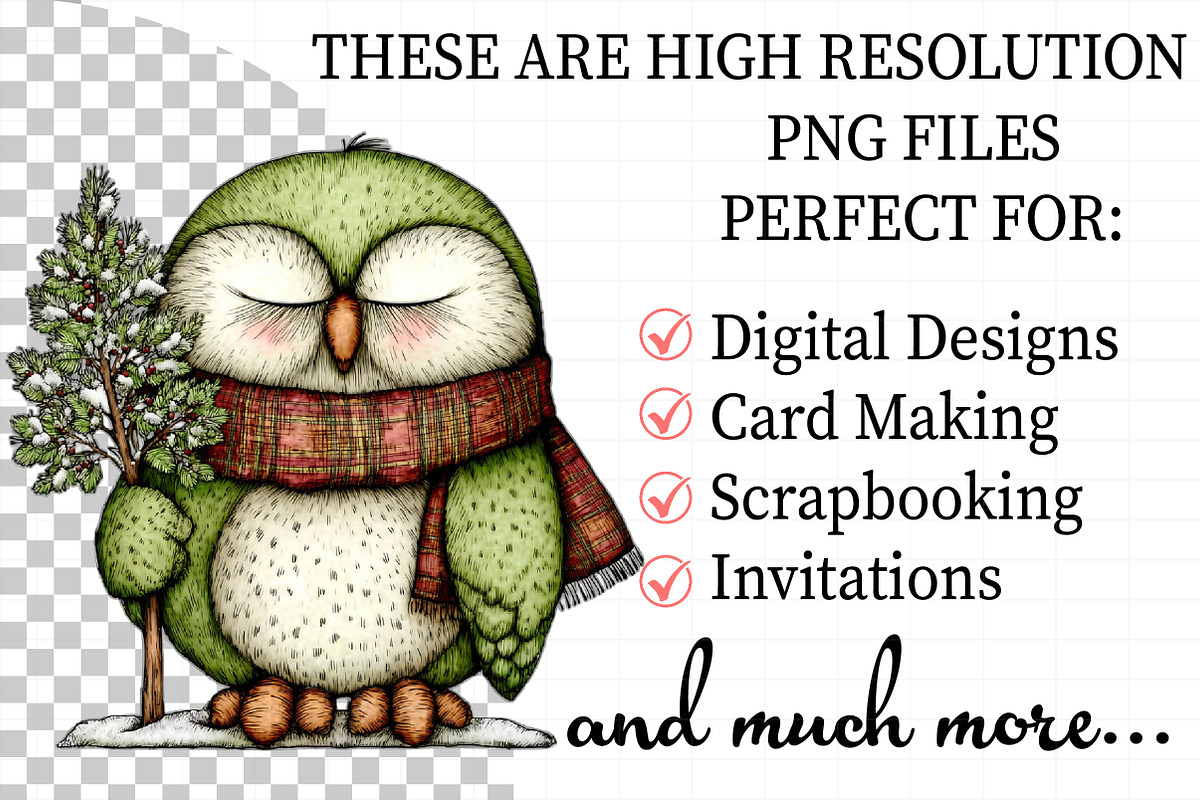 Whimsical Christmas Owl Clipart Bund, an Illustration by Daily.Designs (Photo 2 of 5)