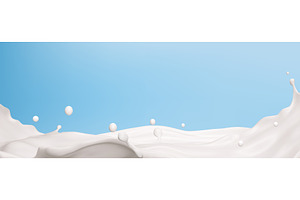 Creamy milk wave splashing on blue, a Food Illustration by art PVP - market