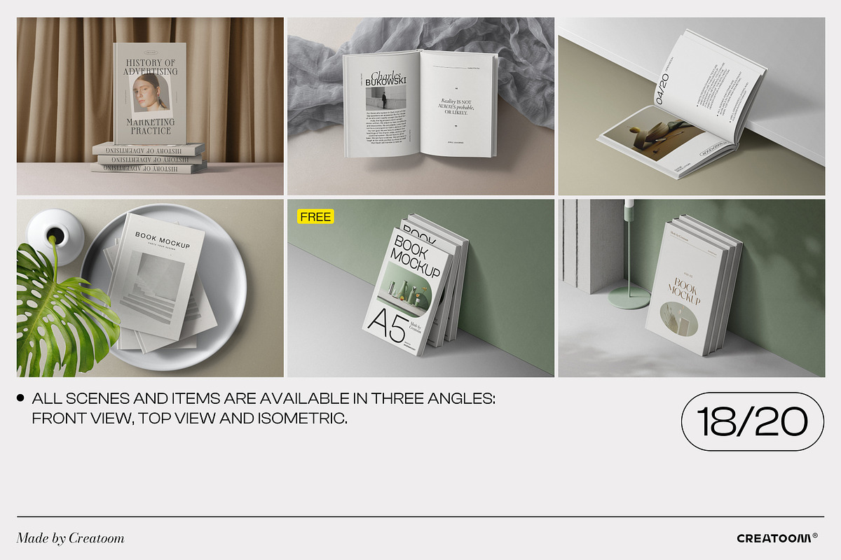 55 book mockups, a Books & Magazine Mockup by Creatoom (Photo 5 of 11)