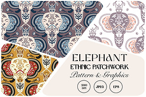 Ethnic Elephant Patchwork Pattern