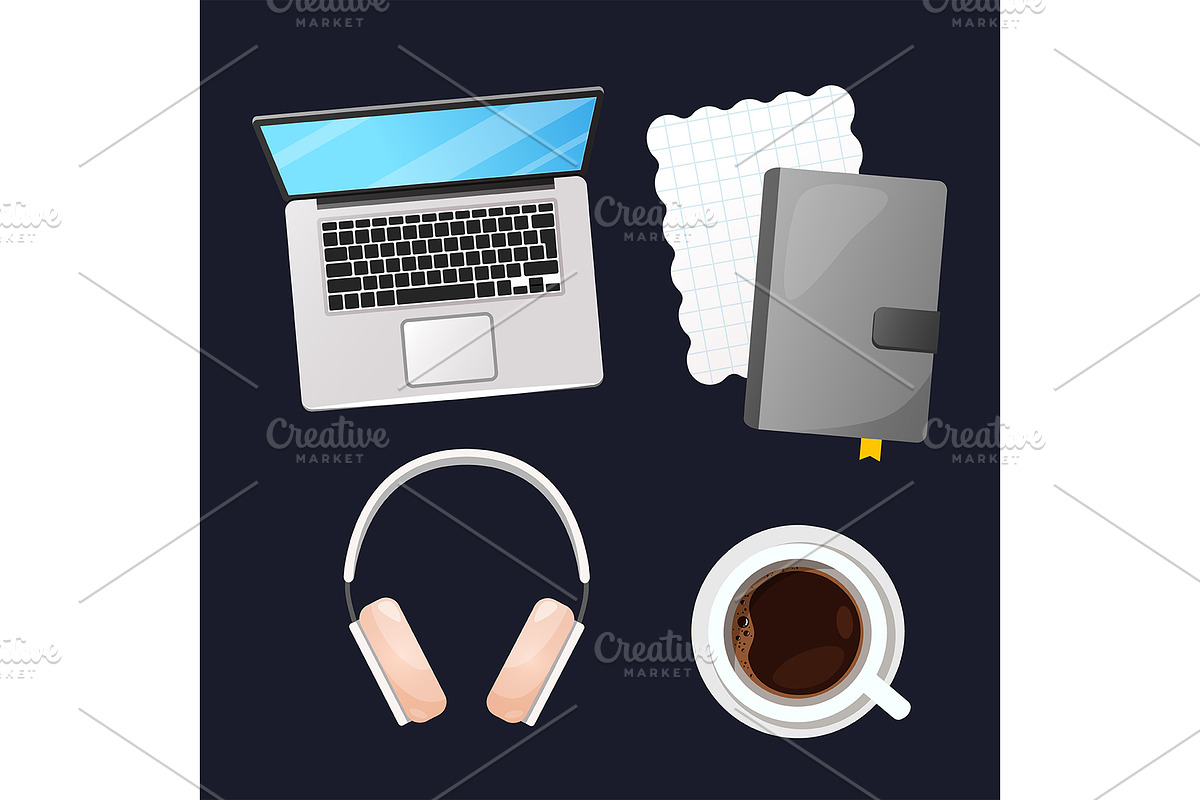 Office stationery icons, a Technology Illustration by Elen_Art