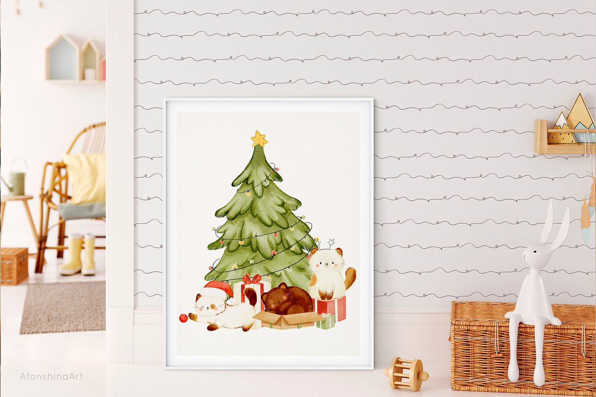 Meowy Christmas collection, an Animal Illustration by AfonshinaArt (Photo 9 of 9)