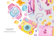 90s Watercolor clipart, patterns, a Decorative Illustration by Valin Malin (Thumbnail 3 of 14)