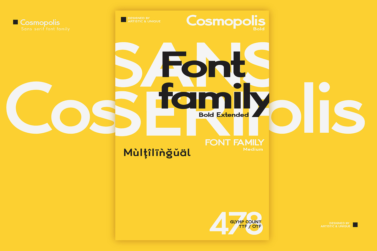 Cosmopolis - Sans serif font family, a Sans Serif Font by Artistic & Unique (Photo 6 of 15)