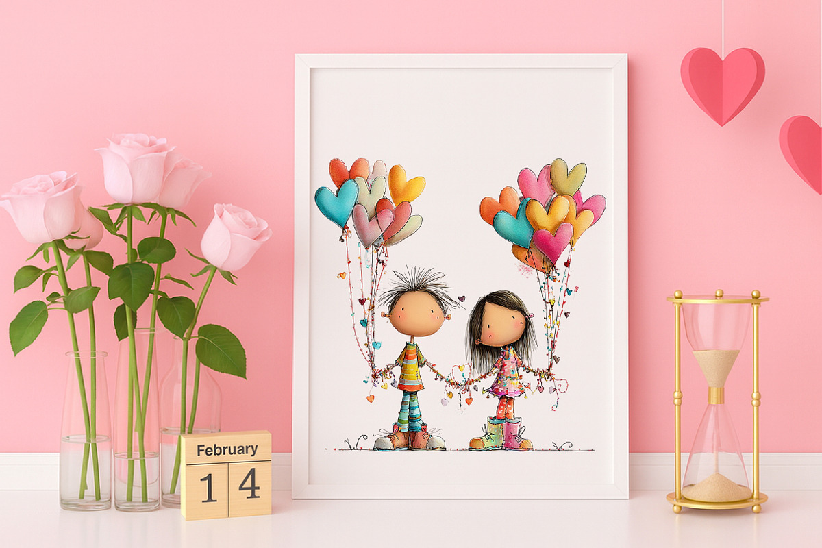 Whimsical Valentine's Day Couple, an Illustration by Canvas Craft (Photo 5 of 6)