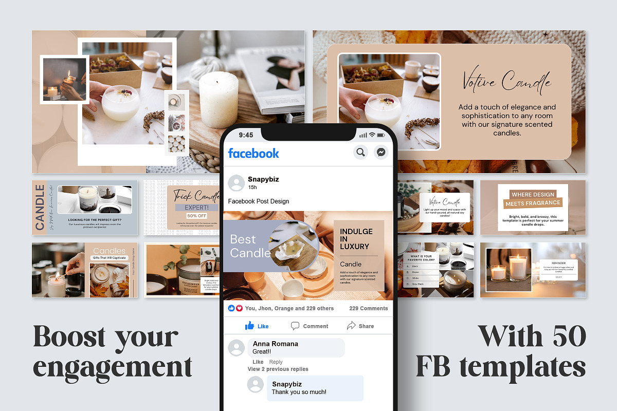Candle Facebook Canva Posts Template preview 2