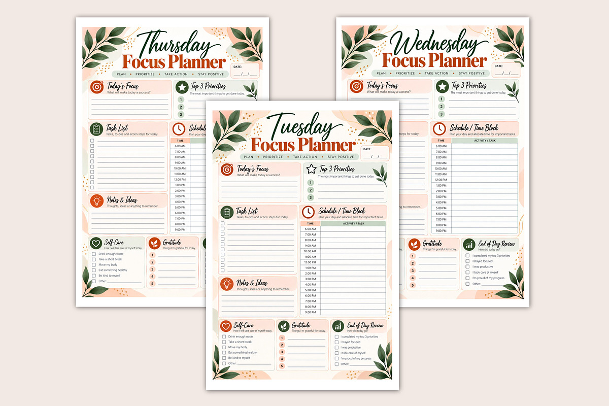 Weekly Focus & Reset Planner, a Stationery Template by Designmela01 (Photo 3 of 5)