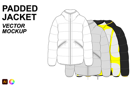 Padded Jacket Vector Sketch Mockup