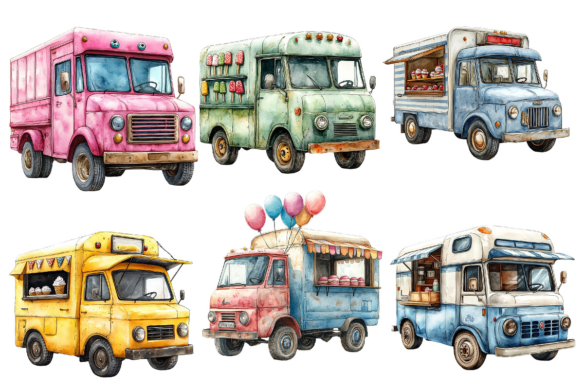Summer Ice Cream Truck Clipart PNG, an Illustration by Designworld (Photo 4 of 6)