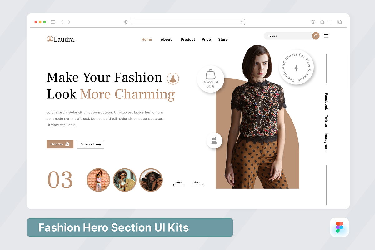 Laudra - Fashion Hero Header, an UI Kit Template by SquidPixey (Photo 1 of 3)