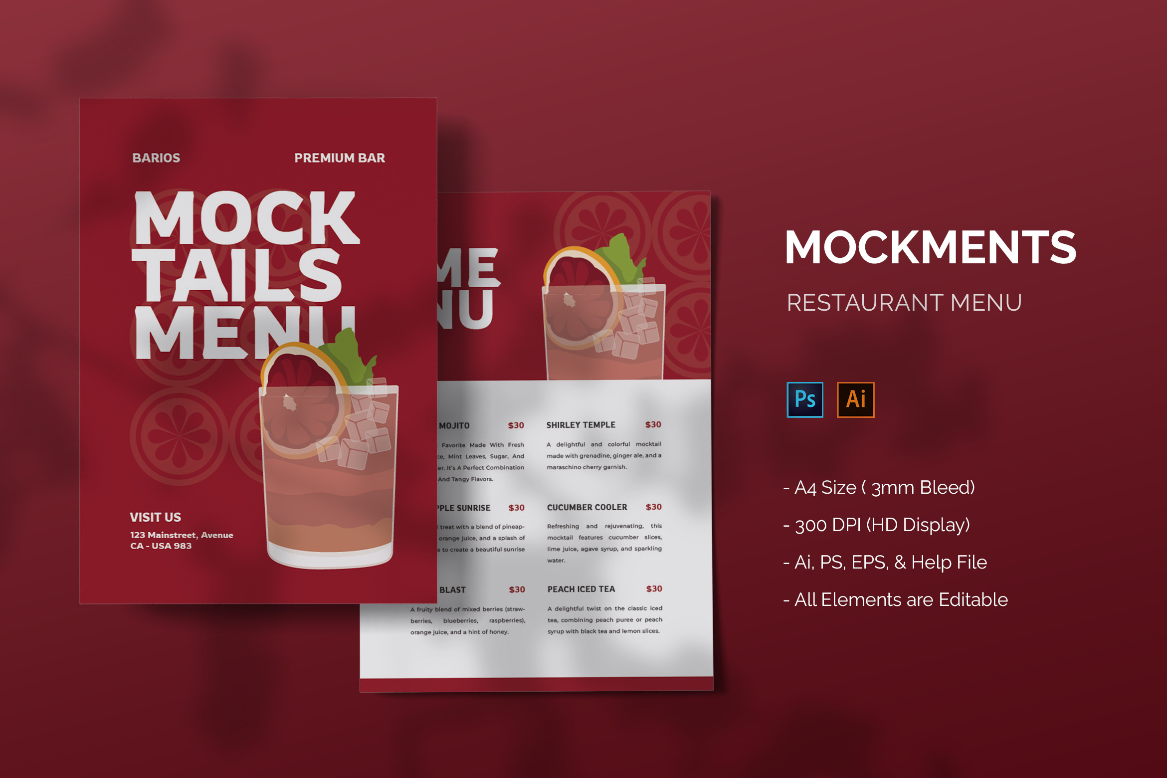 Mockments - Food Menu, a Print Template by StreaksideStd