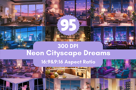 95 Neon Cityscape Dreams Wallpapers, a Wallpaper Graphic by LA Design