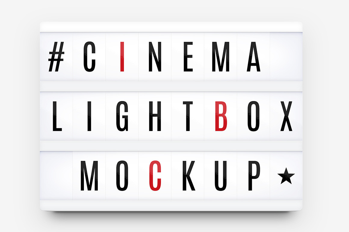 Cinema Lightbox Letters Mockup, a Mockup by Medialoot