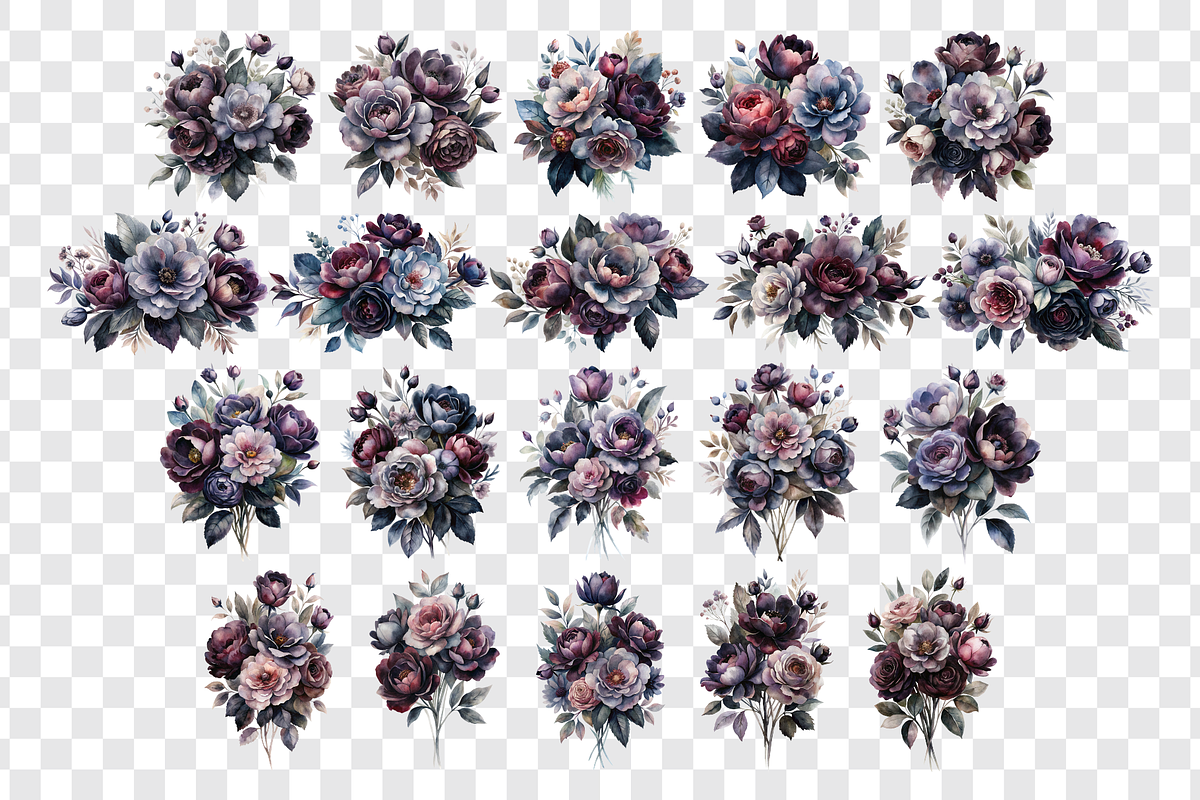 Moody Florals Clipart, a Graphic by Velvet Muse (Photo 3 of 5)