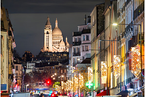 Sacre-Coeur Basilica and illuminated, a Holiday Photo by Leonid Andronov