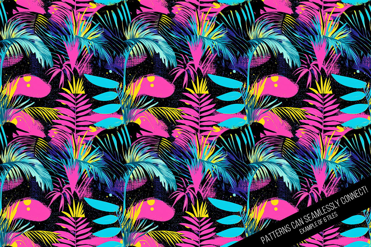 Tropical 80s Retrowave Digital Paper, a Pattern Graphic by Chromolume Studio (Photo 8 of 15)
