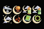 Ramadan Crescent 3D Icon Set, an Object 3D Model by Eklip Studio (Thumbnail 3 of 3)