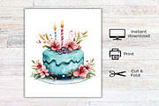 Watercolor Blue Birthday Clipart, an Illustration by Canvas Craft (Thumbnail 7 of 7)