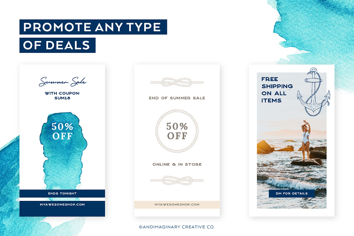 SET SAIL Instagram Story Templates, a Social Media Template by Andimaginary Creative Co. (Photo 6 of 9)