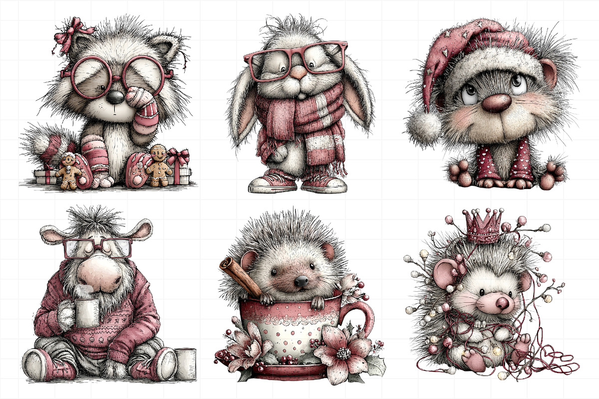 Whimsical Woodland Christmas Animals, an Illustration by Daily.Designs (Photo 3 of 5)