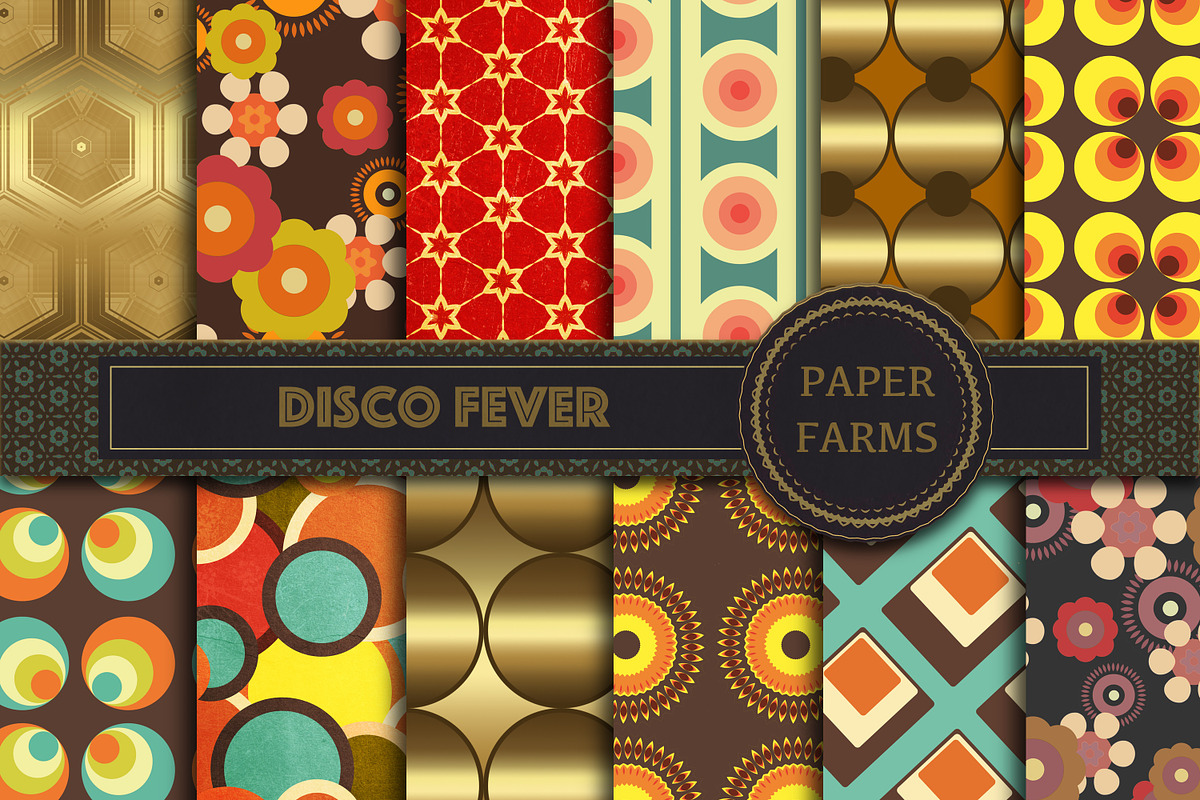 1970's digital paper, a Pattern Graphic by Paper Farms
