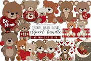 Teddy Bear Love Clipart, an Illustration by DreamArtGraphic (Thumbnail 1 of 4)