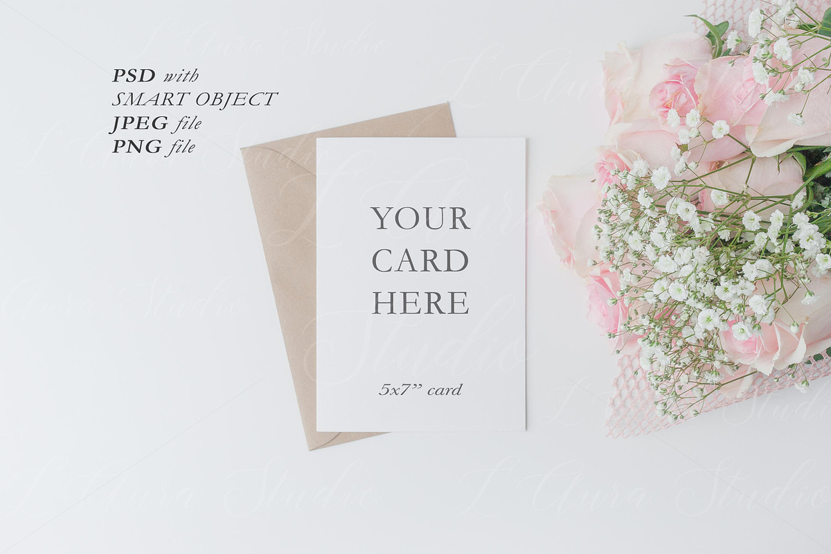 Floral Kraft Card Mockup - crd187, a Print Template by L'Aura Studio