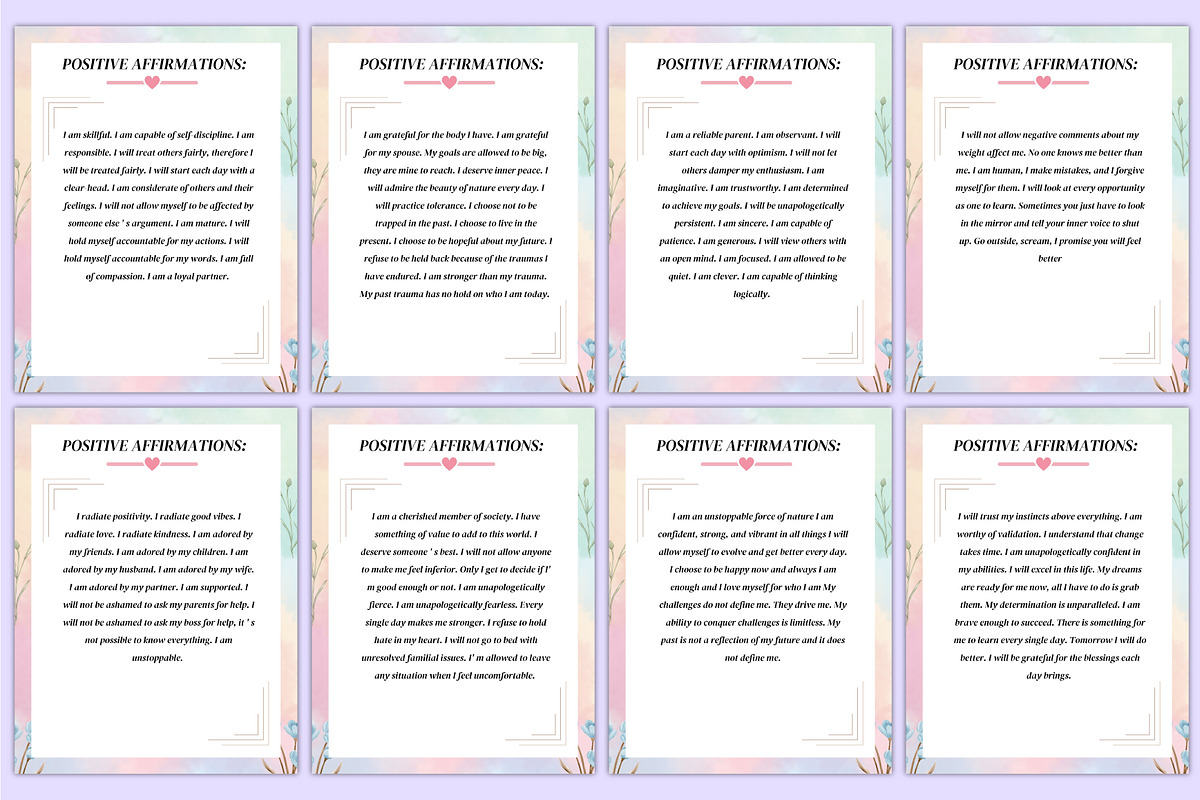 1000 Positive Affirmations For Women, a Stationery Template by Mustafiz (Photo 4 of 8)