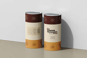 Paper Tube With Metallic Lid Mockup