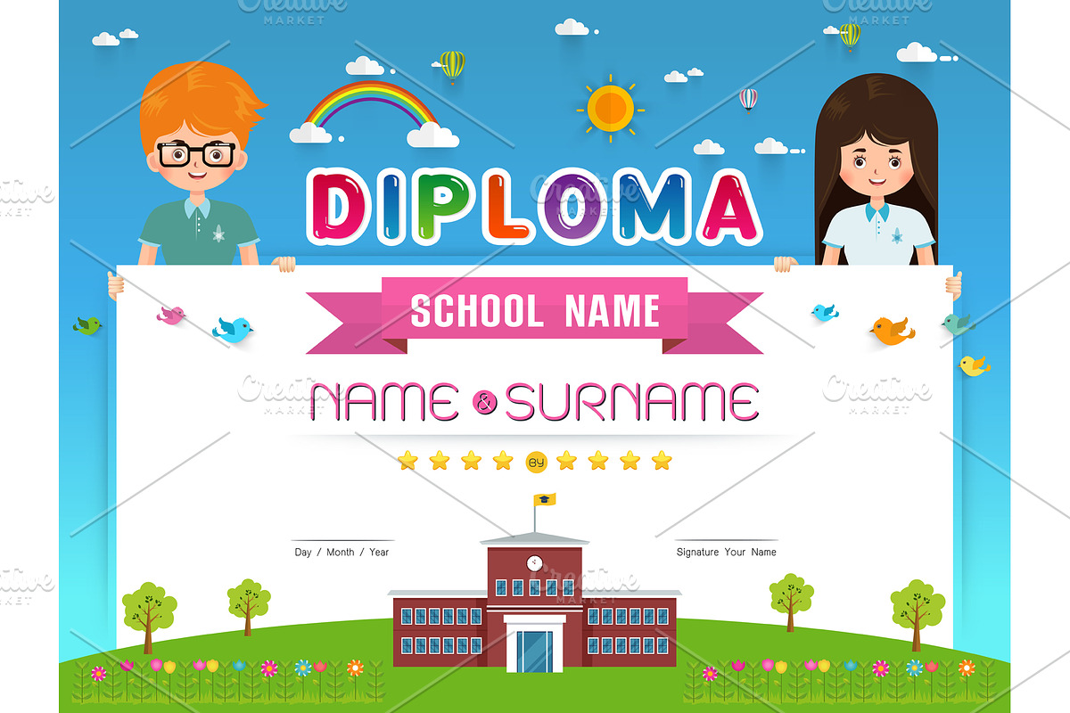 Certificate kids diploma, a Flyer Template by essense (Photo 1 of 7)