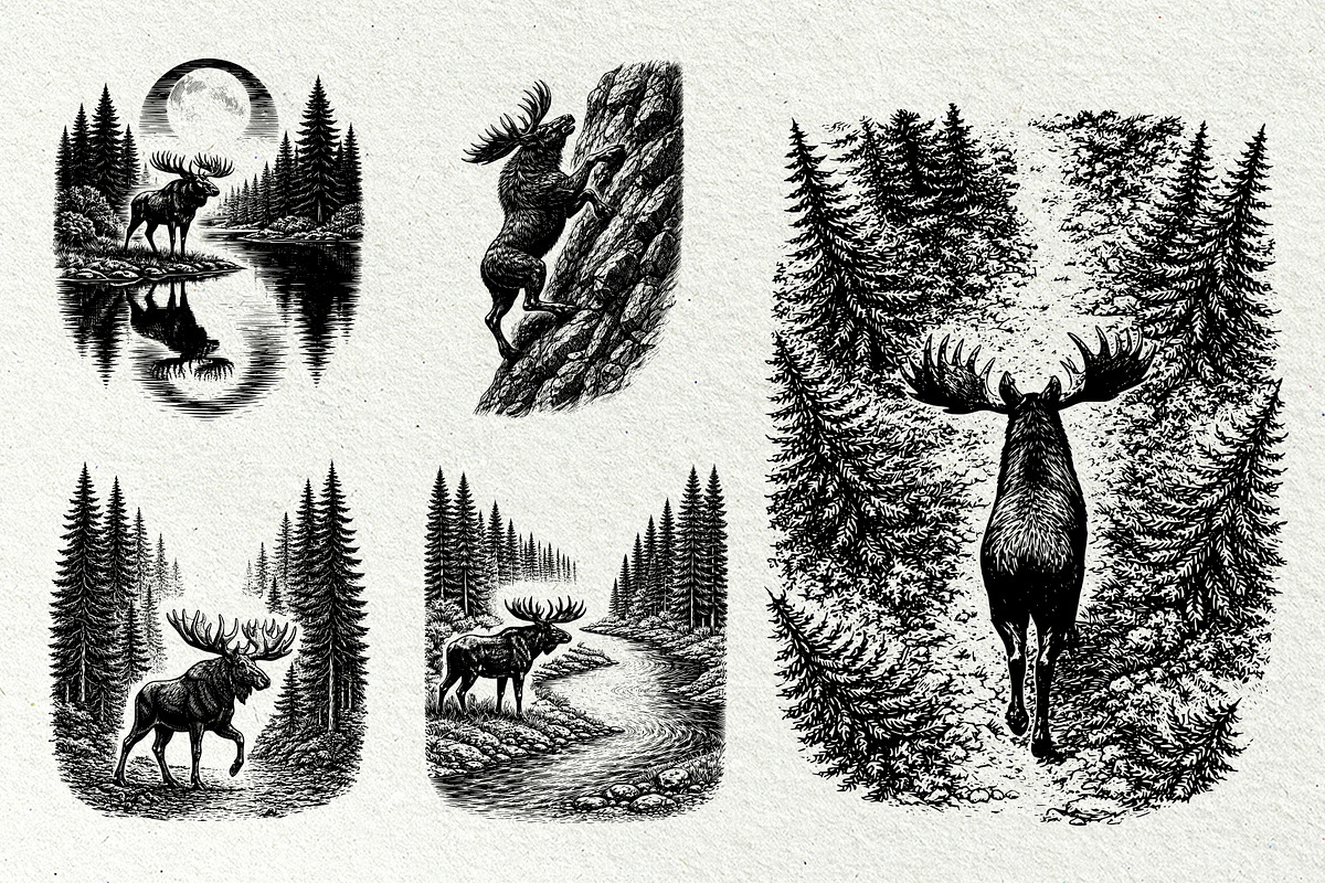 Moose Scenes SVG Graphics, an Animal Illustration by DENIDigitalArtSudio (Photo 5 of 6)