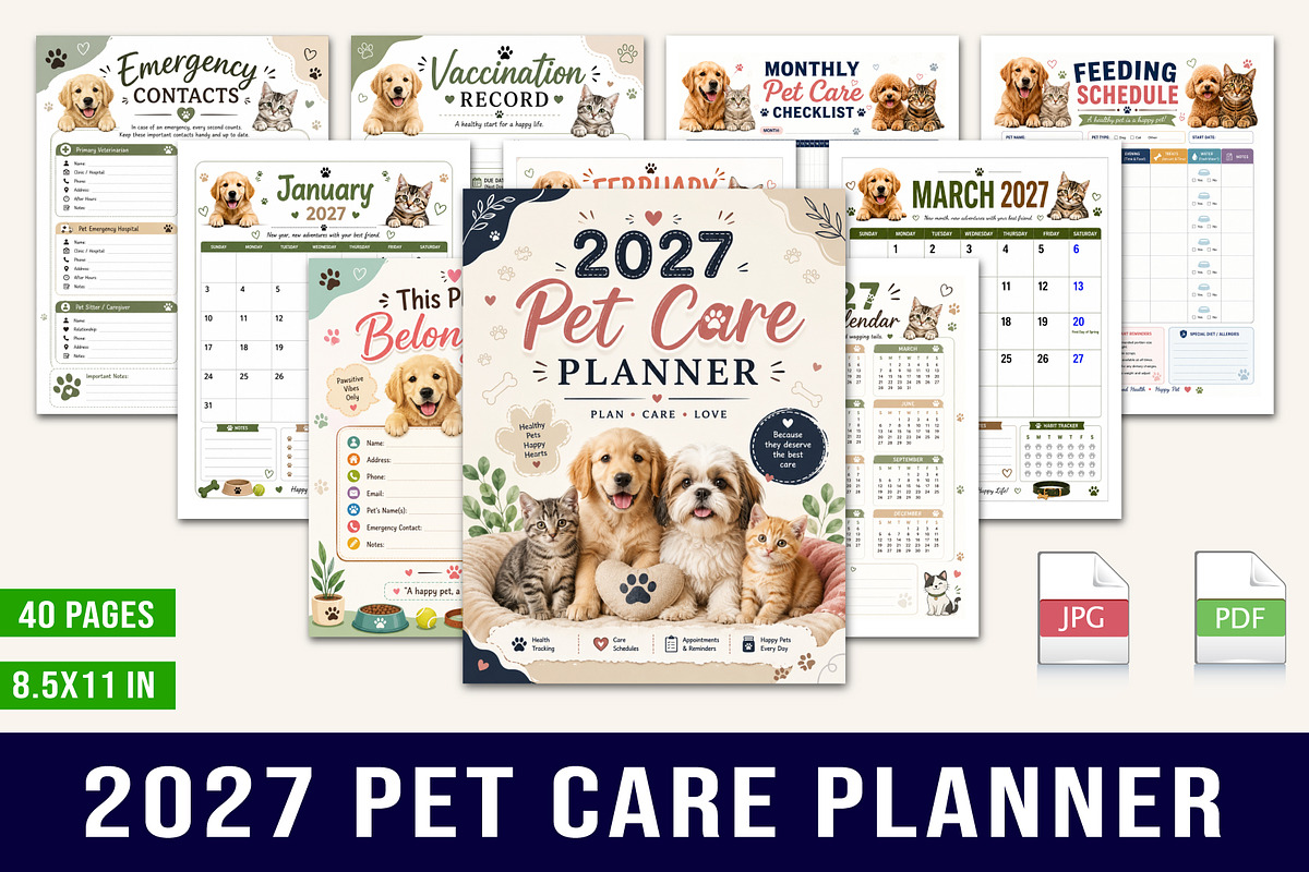2027 Pet Care Planner, a Stationery Template by Designmela01 (Photo 1 of 5)