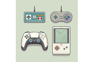 retro and modern game controllers in, a Technology Illustration by IfH