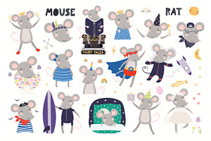 Big set with cute mouse, an Object Illustration by sceptical cactus